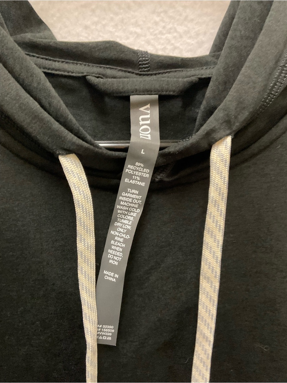 Vuori Black Hooded Pullover with Contrast Drawcords - Picture 3 of 6